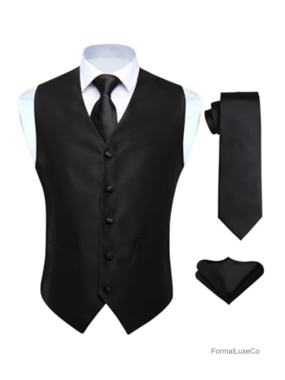 Mens Paisley Jacquard Formal Suit Vest Tie Set Slim Fit V-Neck 3 Piece
